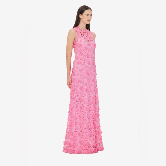 Leo Lin Eva Pink Floral Appliqued Lace Sleeveless Maxi Gown AU8/US4 NWT - Picture 5 of 13